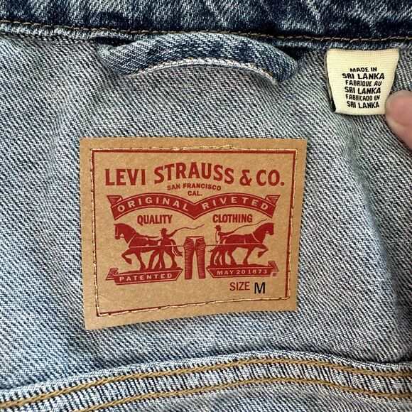 Levi's Women's Hybrid Trucker Jean Jacket Denim with Grey Hoodie Sleeves Size M - Picture 6 of 6